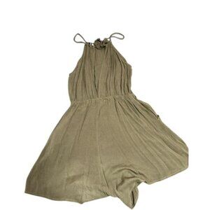 H&M Divided Olive Green Halter Romper Womens Size 10 Lightweight & Flowy